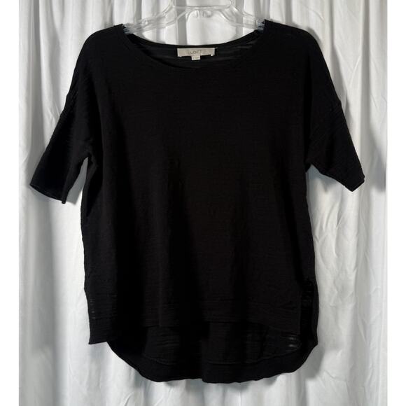 Ann Taylor Loft Cotton Blend Hi-Low Top Black S Casual Breathable 88-09 - Picture 9 of 12